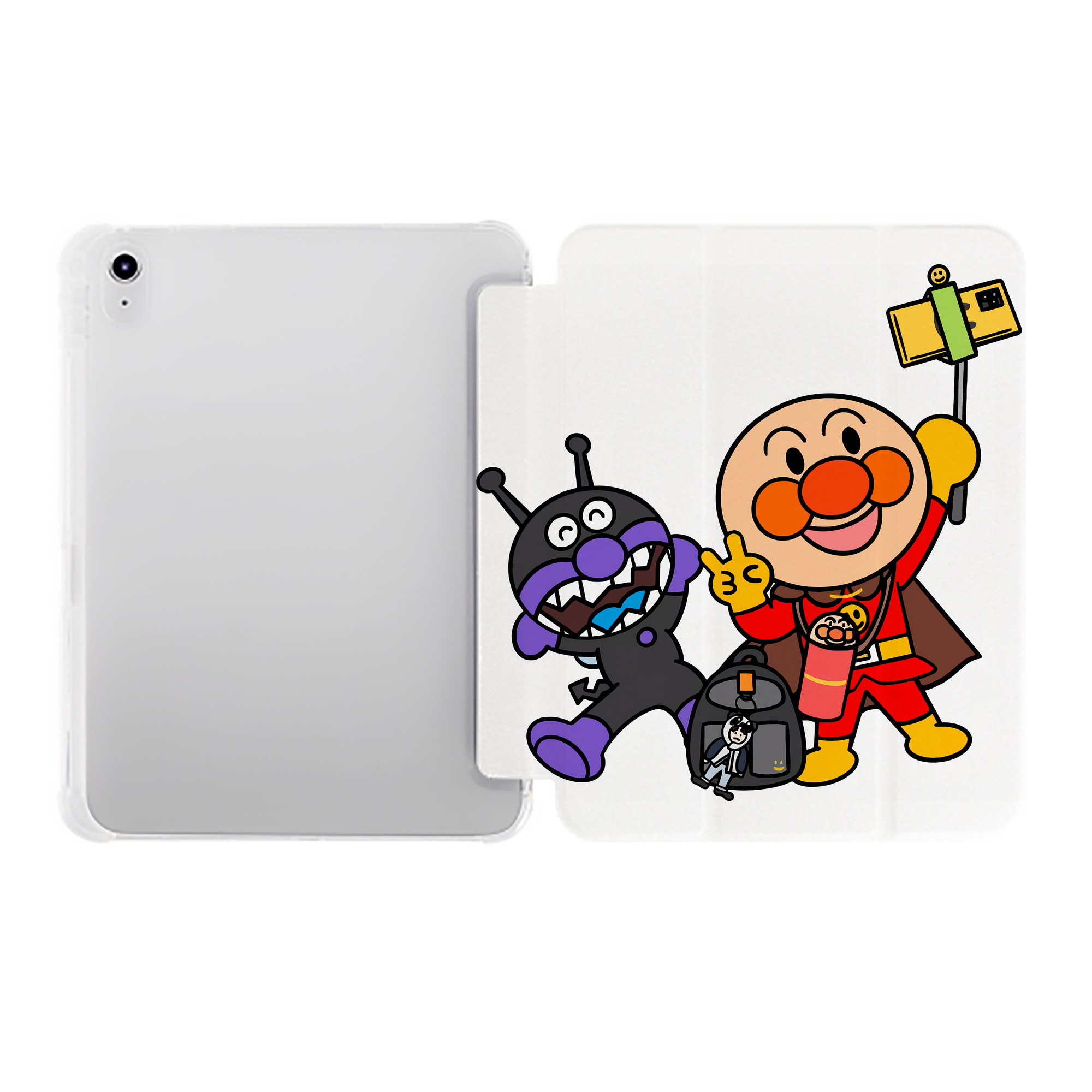 （画像用） アンパンマン Anpanman IPad ケース ペン収納付き 三つ折りスタンド PUレザー×シリコン 対応機種9.5/10.5/10.9インチ